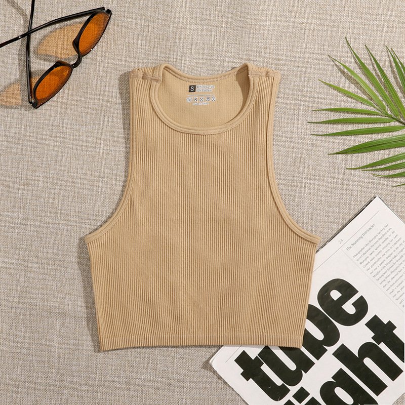 Spring Clothes For Women Solid Breathable Cami Tops Sportswear Top Women Seamless Rib Knit Tank Top