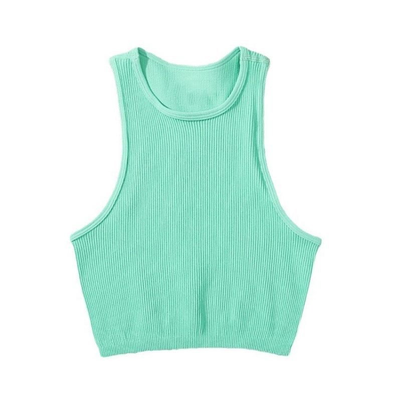 Spring Clothes For Women Solid Breathable Cami Tops Sportswear Top Women Seamless Rib Knit Tank Top