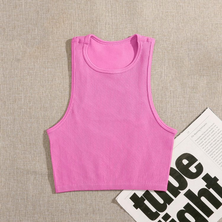 Spring Clothes For Women Solid Breathable Cami Tops Sportswear Top Women Seamless Rib Knit Tank Top