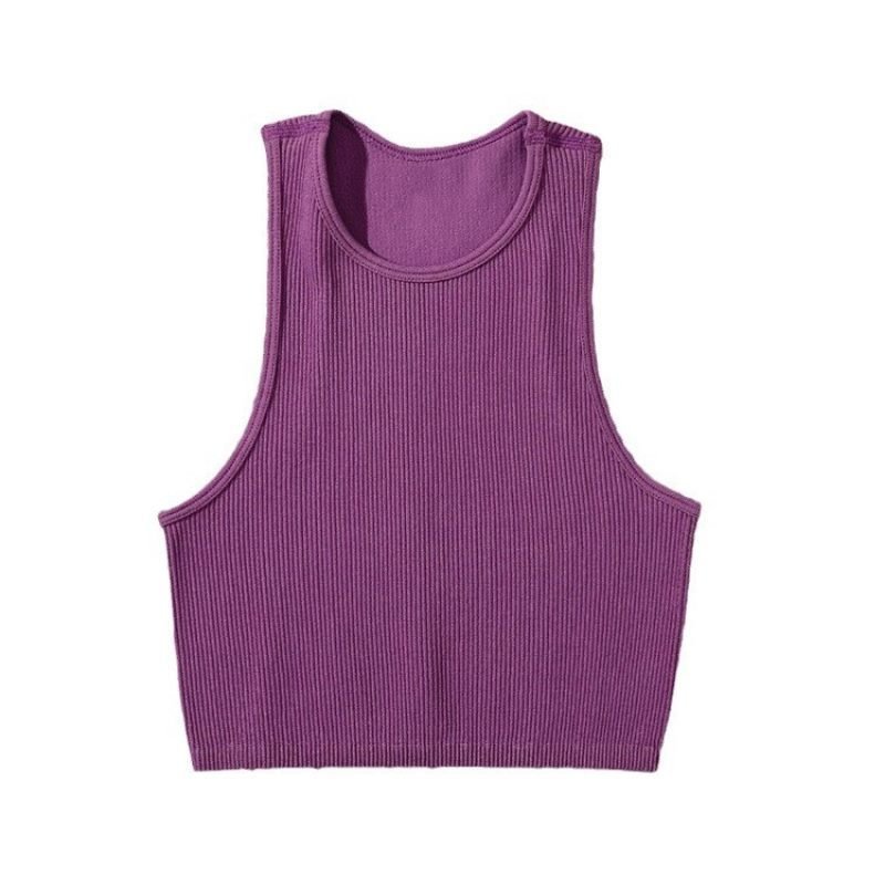 Spring Clothes For Women Solid Breathable Cami Tops Sportswear Top Women Seamless Rib Knit Tank Top