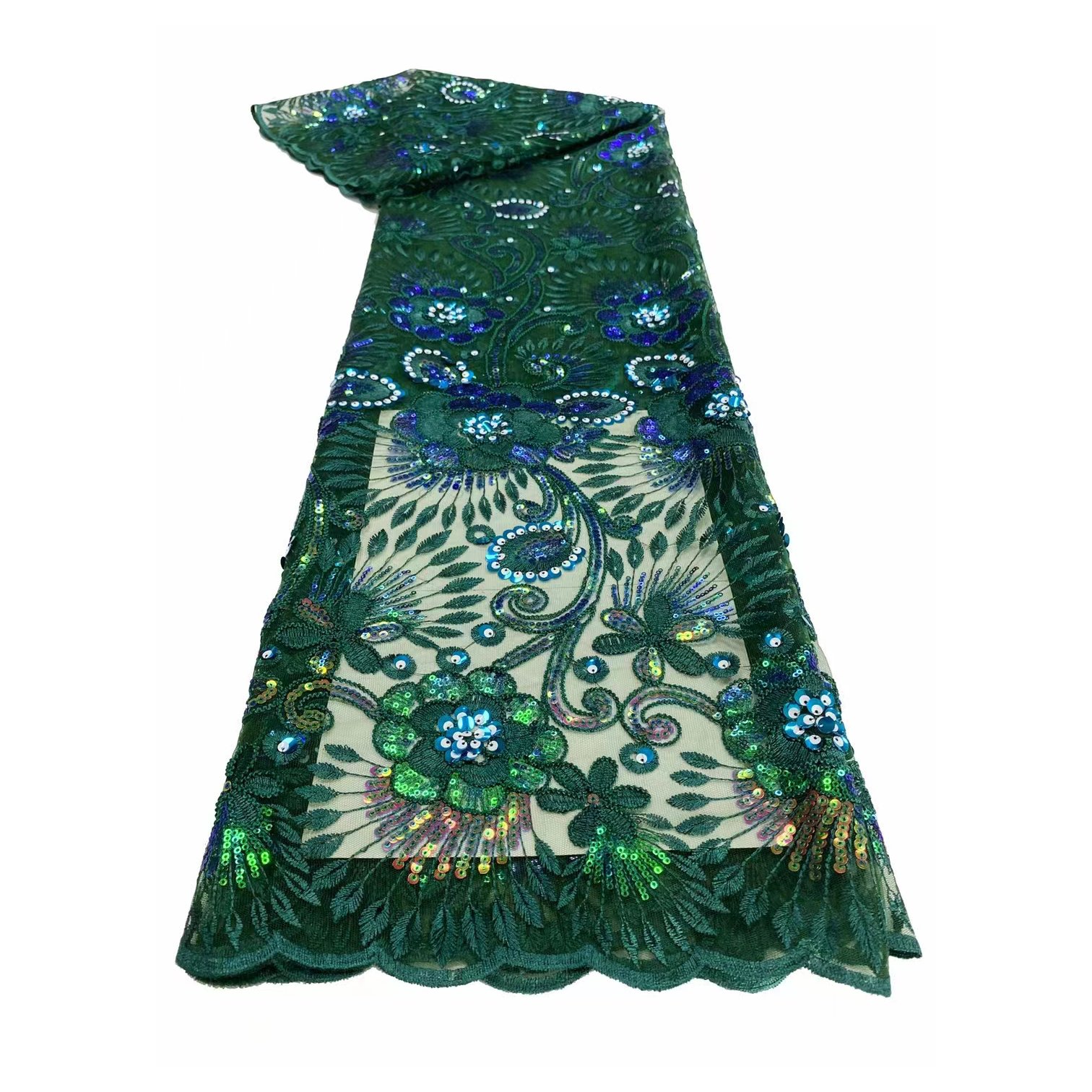 Factory Wholesale Lace Embroidery Fabric Water Soluble New 3D Flower Floral Sequin Beaded Style