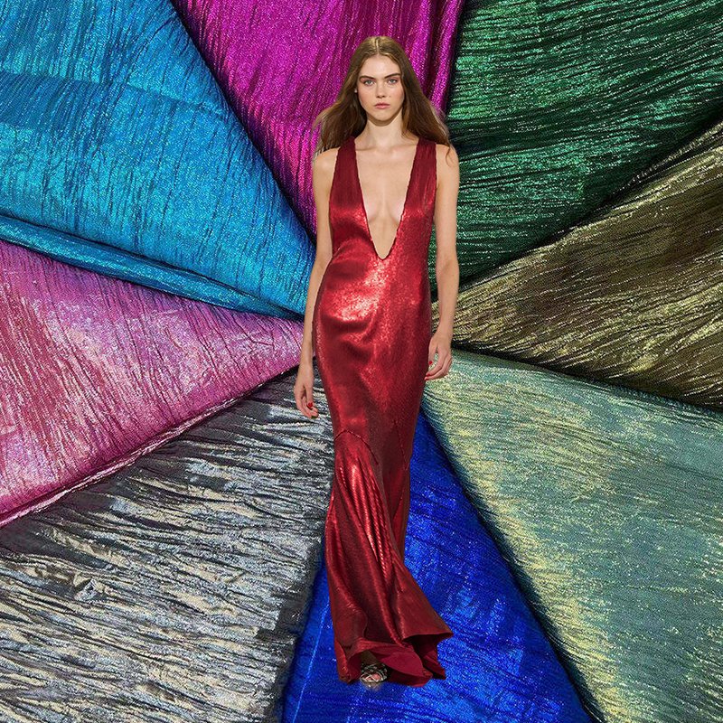 Hot Selling Custom Color Embroidery Material Lacing Metallic Cotton Soft Crinkle Liquid Organza Fabric For Stage Clothing Dress