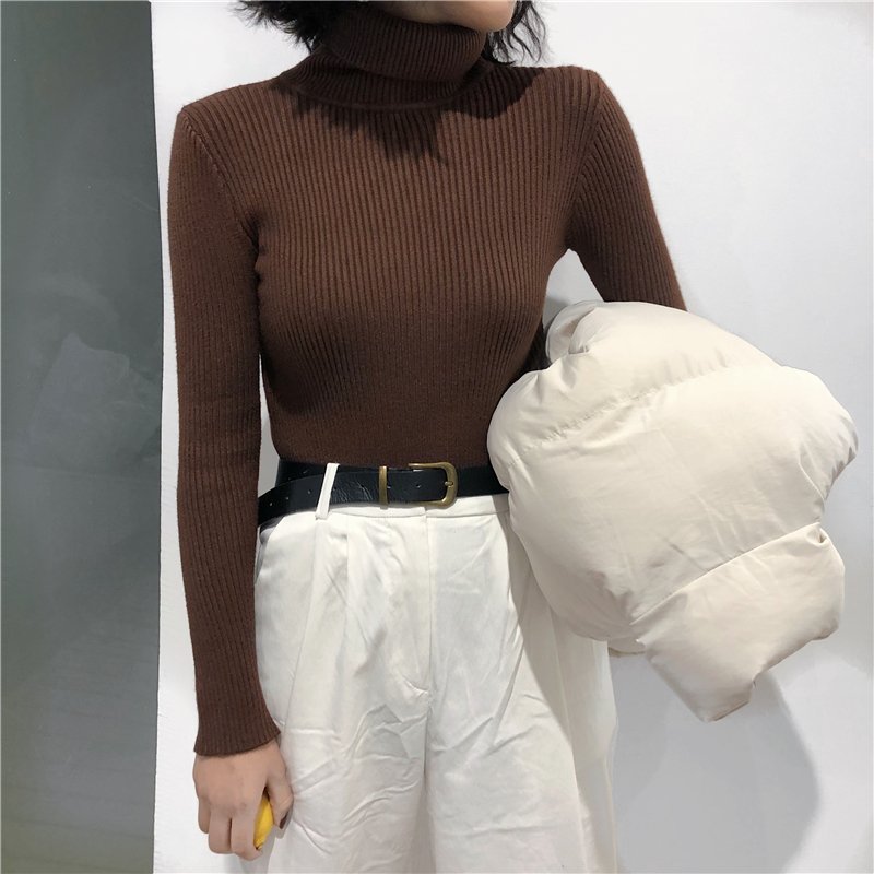 Knitted Tights Cotton Basic Pullover Sweater YT Custom Turtleneck High Neck Soft Warm Girl Casual Winter Clothes for Women