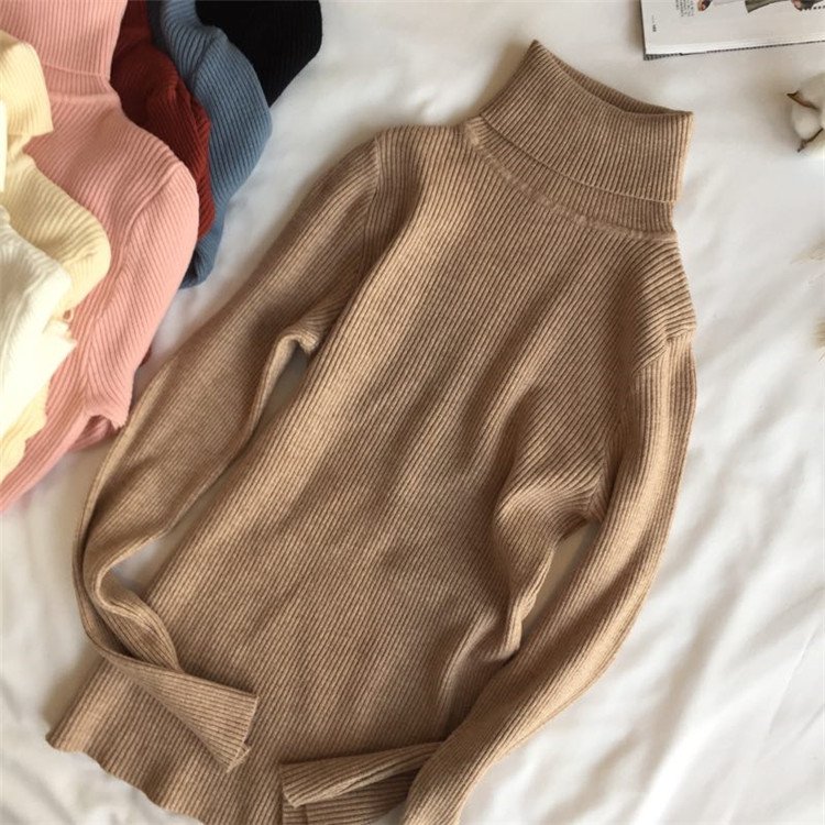 Knitted Tights Cotton Basic Pullover Sweater YT Custom Turtleneck High Neck Soft Warm Girl Casual Winter Clothes for Women