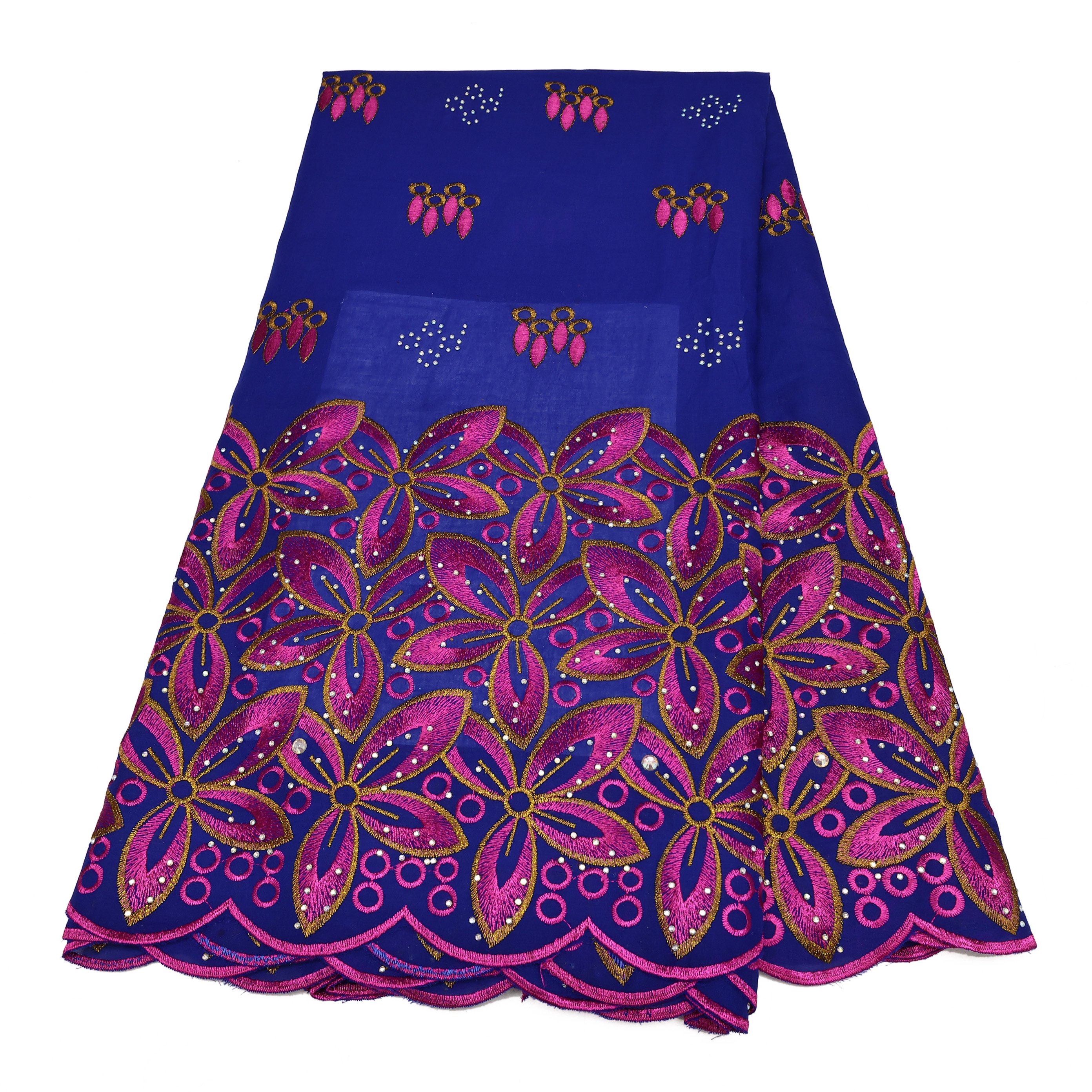 NI.AI African Cotton Fabrics Swiss Voile Lace With Stone Embroidery Fabric For Women Wedding Dress Garment