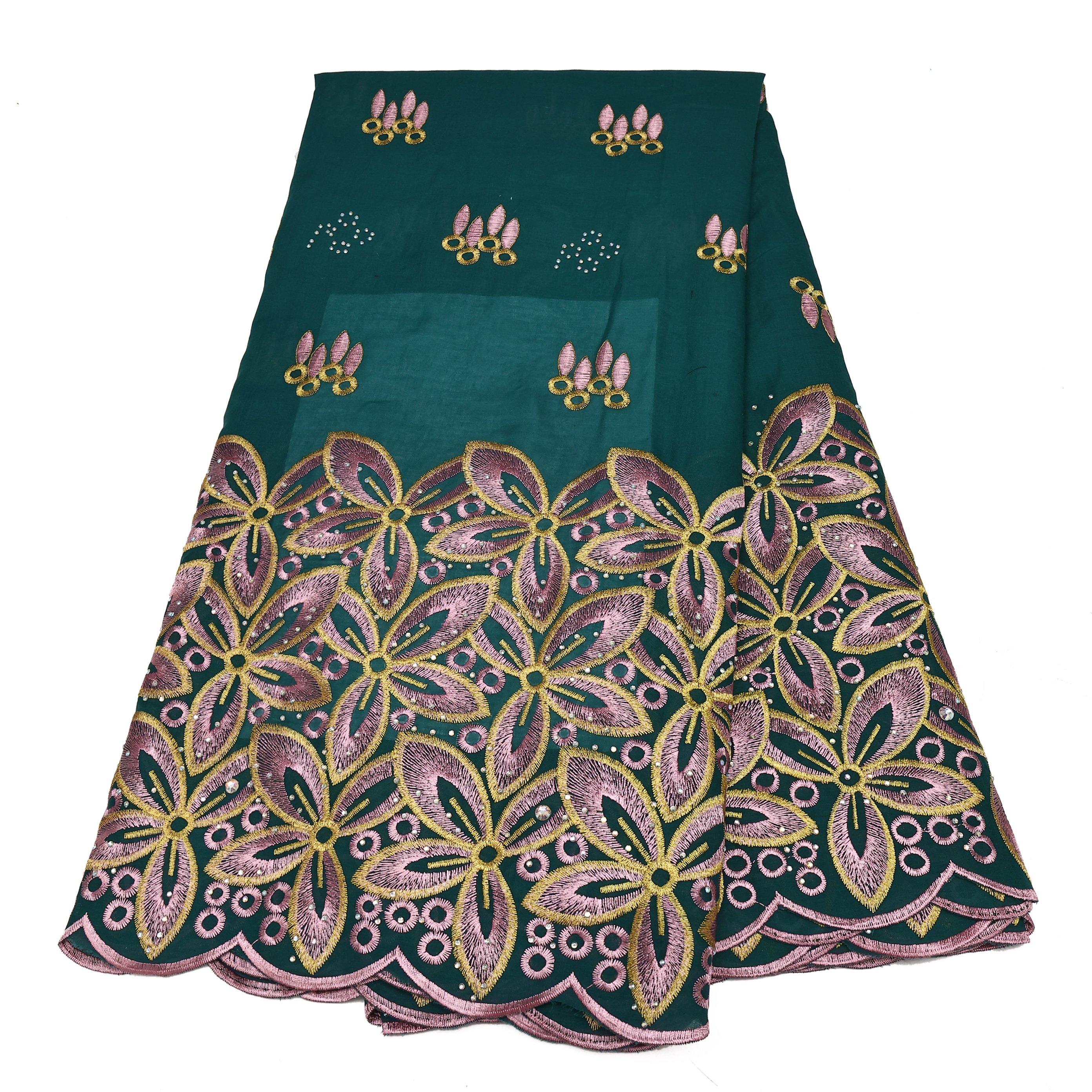 NI.AI African Cotton Fabrics Swiss Voile Lace With Stone Embroidery Fabric For Women Wedding Dress Garment