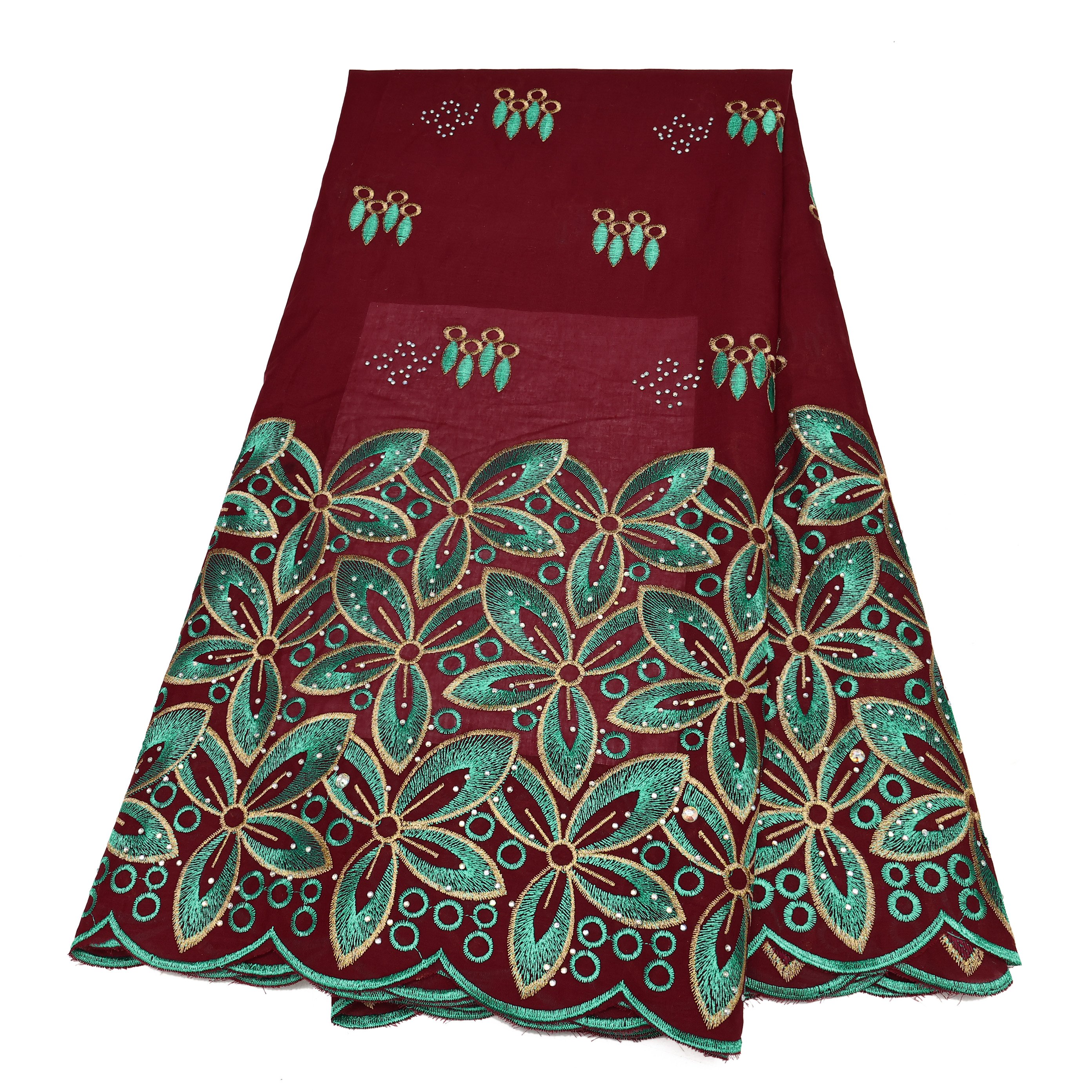 NI.AI African Cotton Fabrics Swiss Voile Lace With Stone Embroidery Fabric For Women Wedding Dress Garment