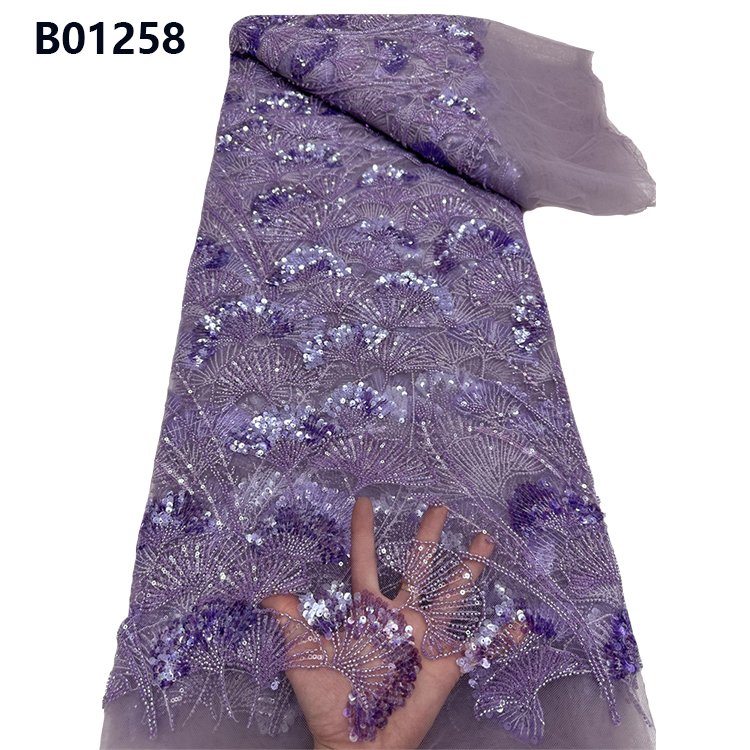 CHOCOO Wholesale Beads Embroidery Lace Fabric Gold Color Sequins Beaded Women's Lace Fabric For Dress