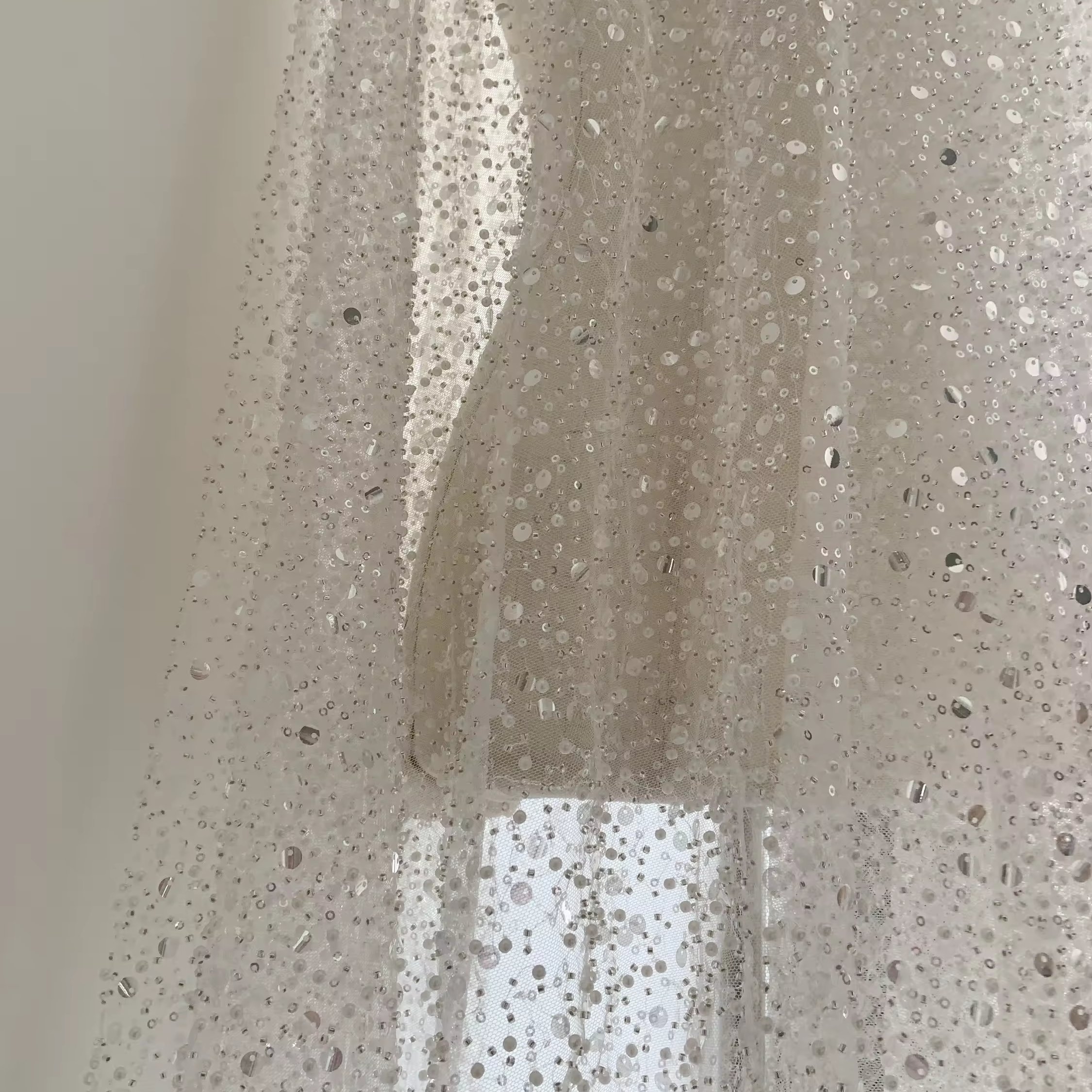 Wholesale Wedding Dress 3D flower Lace Fabric bridal Luxury lace Bead Sequin Tulle embroidery lace bead fabric