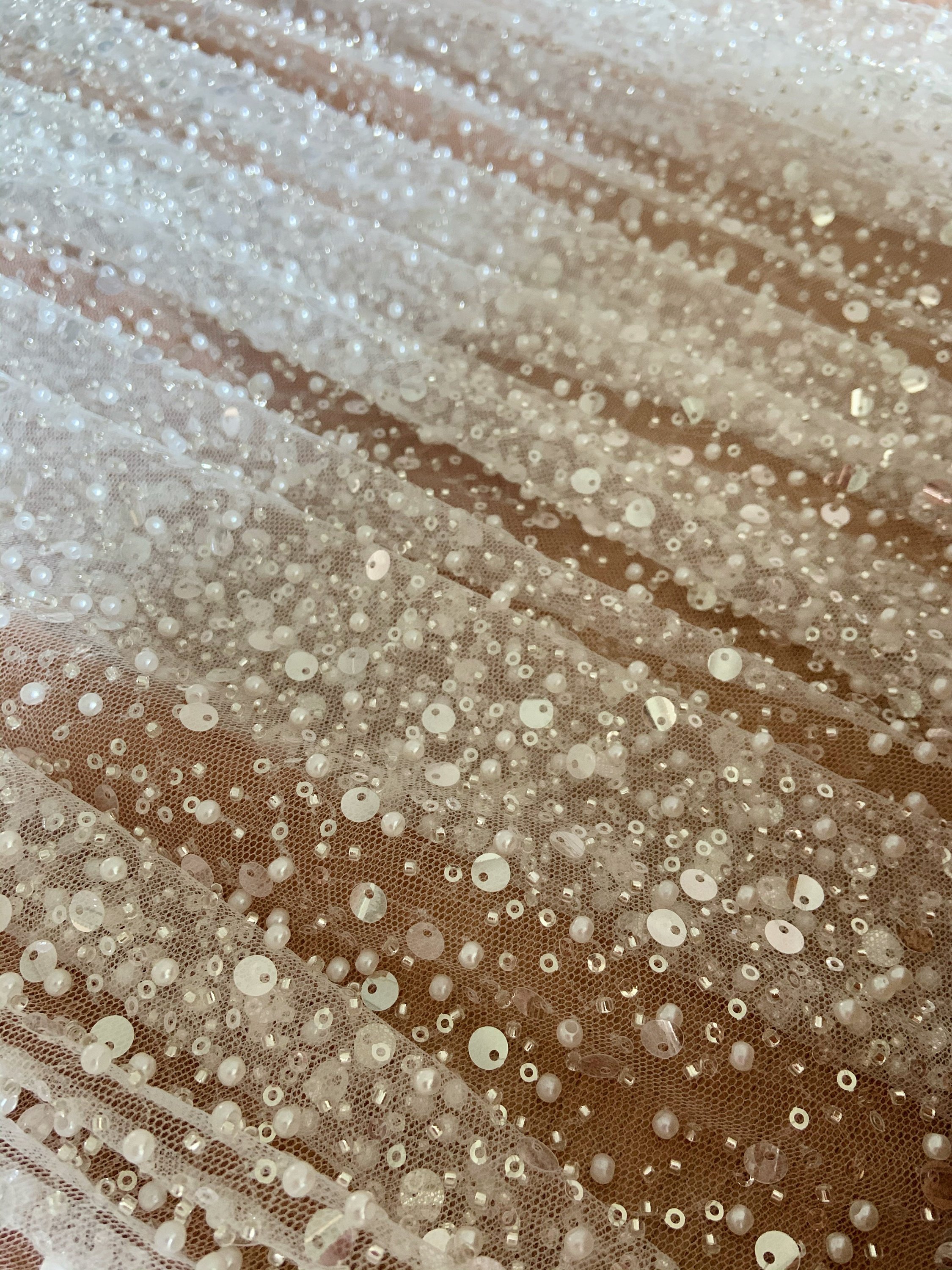 Wholesale Wedding Dress 3D flower Lace Fabric bridal Luxury lace Bead Sequin Tulle embroidery lace bead fabric