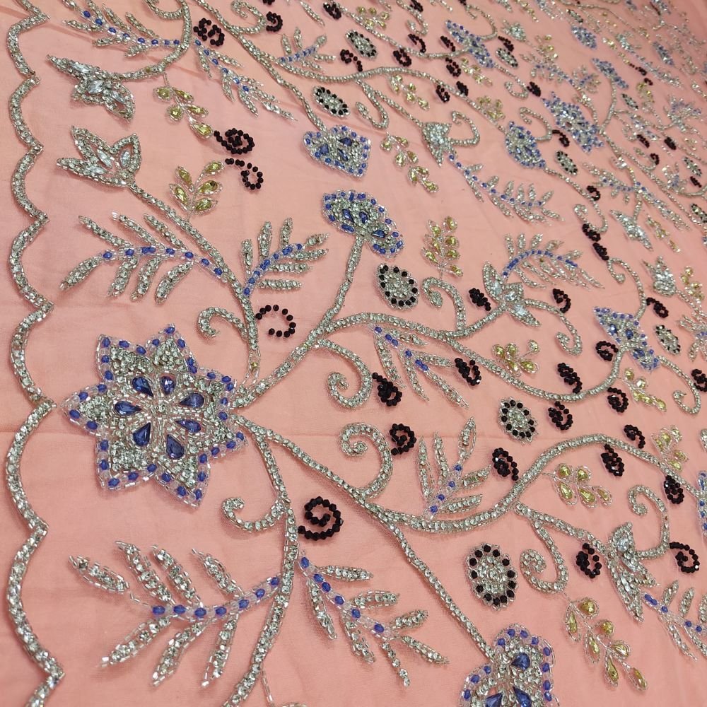 Indian Woven Knitted African Lace Fabric with Embroidery Work for Girls' Dress Making Accessories Directly Manufactured for Sale