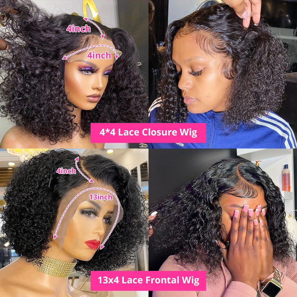 Raw Burmese Pixie Bouncy Curly Lace Front Wigs Deep Wave HD Frontal Short Human Hair Bob Wigs for Women