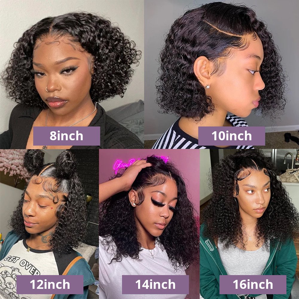 Raw Burmese Pixie Bouncy Curly Lace Front Wigs Deep Wave HD Frontal Short Human Hair Bob Wigs for Women