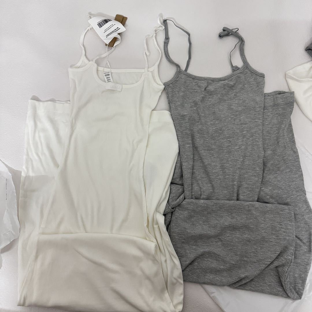 New Design Tummy Control Built In Shapewear Long Bodycon Dress Women Casual Spaghetti Strap Square Ribbed Soft Maxi Dress