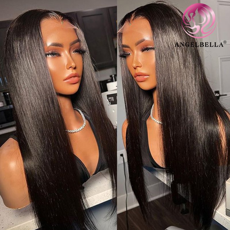 AngelBella Best Quality Wigs Vietnamien Double Drawn Human Hair Wig Transparent Lace Front Wigs For Black Women