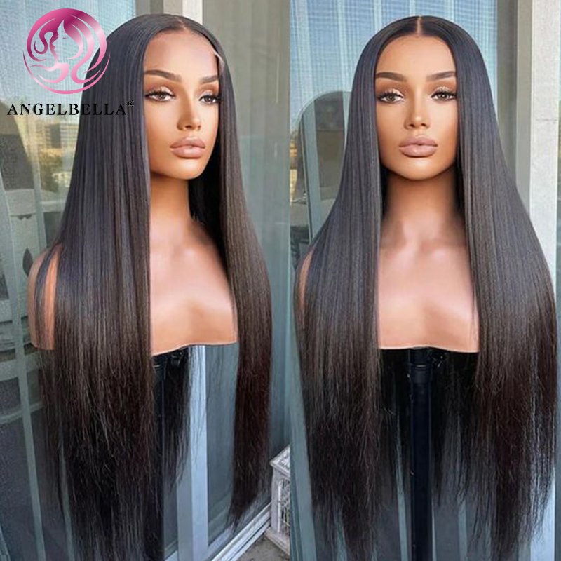 AngelBella Best Quality Wigs Vietnamien Double Drawn Human Hair Wig Transparent Lace Front Wigs For Black Women
