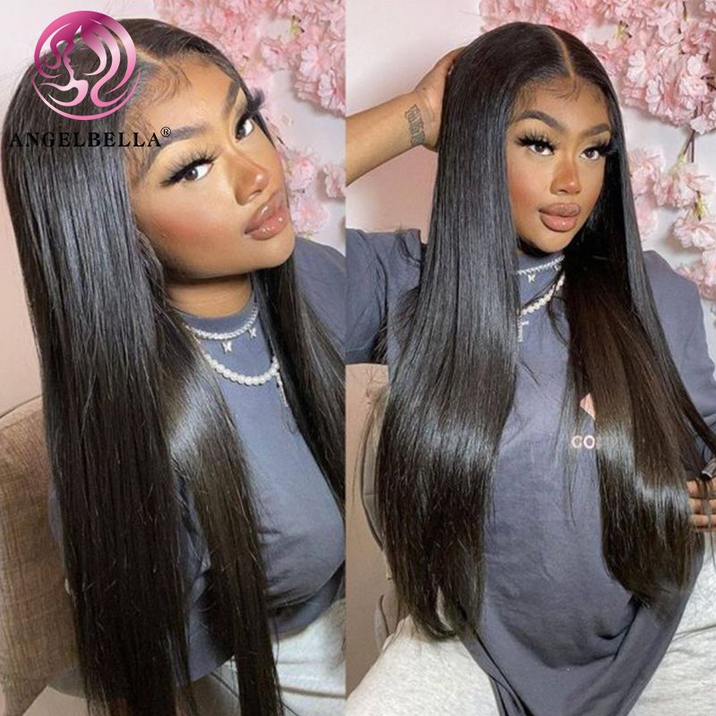 AngelBella Best Quality Wigs Vietnamien Double Drawn Human Hair Wig Transparent Lace Front Wigs For Black Women