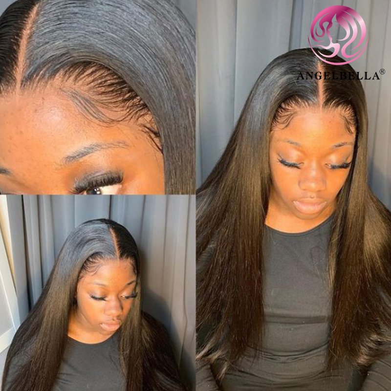 AngelBella Best Quality Wigs Vietnamien Double Drawn Human Hair Wig Transparent Lace Front Wigs For Black Women