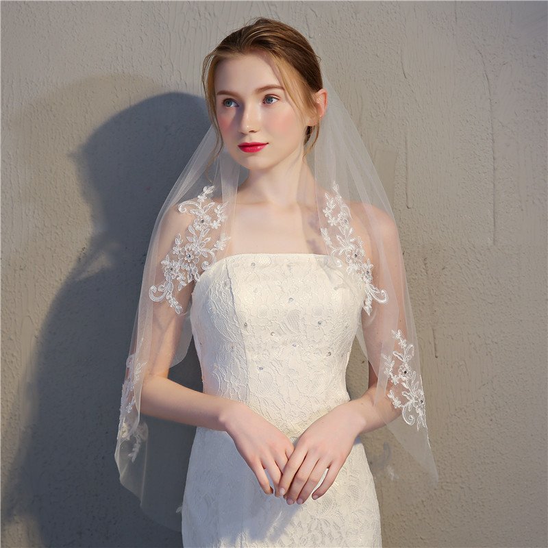 Mix style new design bride veil Decorations White Simple cathedral wedding Veils comb bridal lace