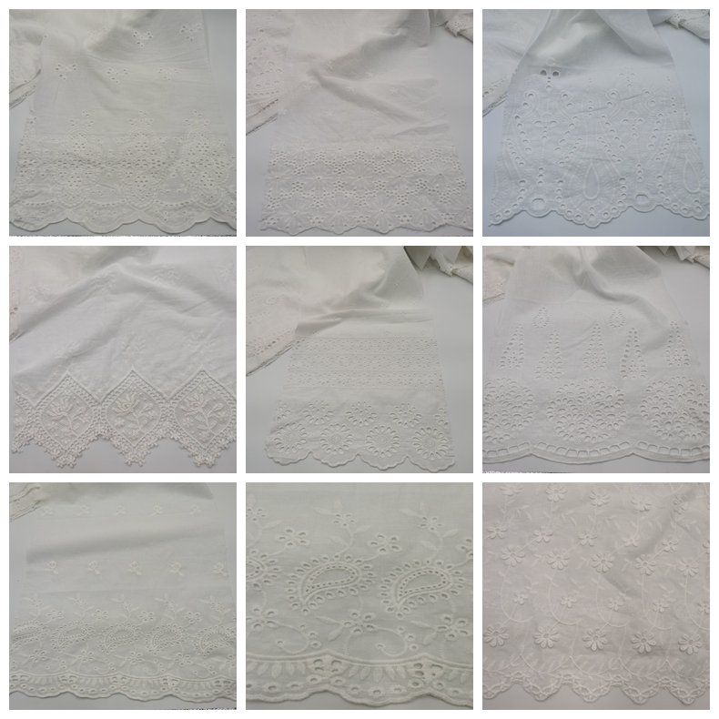 Good Selling Wheel Cotton Schiffli Net Lace Embroidery Fabrics