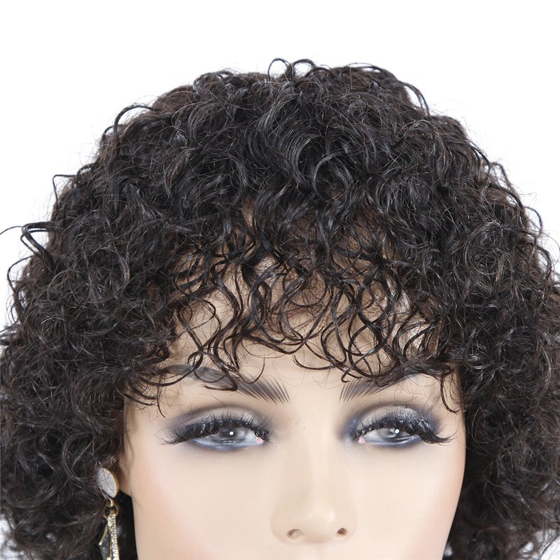 Dentelle avant perruques Cheapest Non Lace Pixie Cut Human Hair Wig Natural Black curly 100% Brazilian Hair Wigs for sale