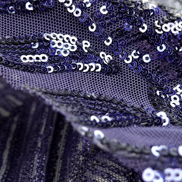 Luxury shiny embroidery 100 polyester knitted purple embroidered mesh sequin fabric for dresses