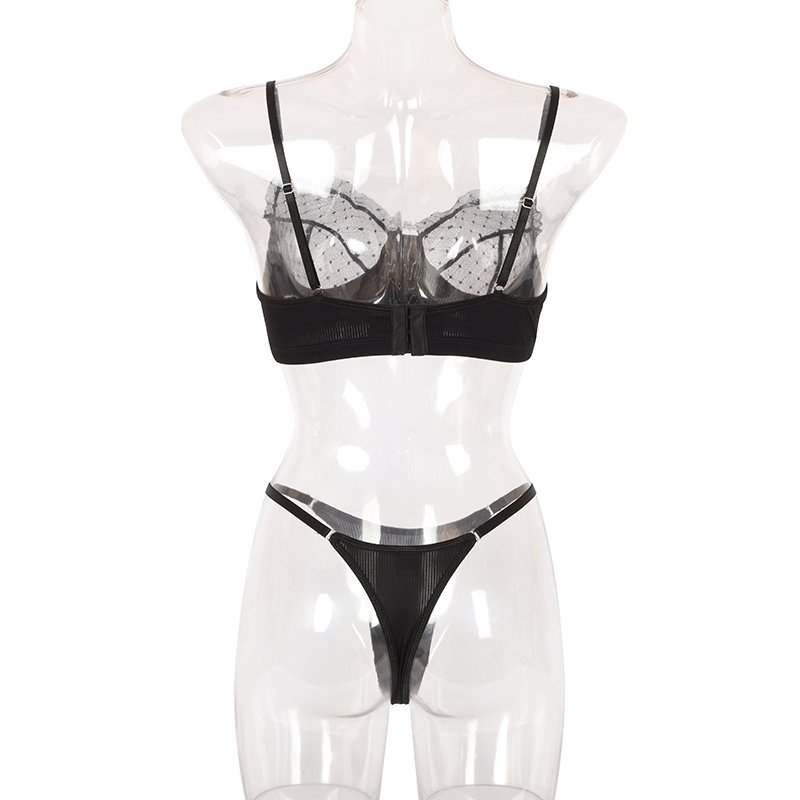 Ruffle Lace Lingerie Sexy Women's Underwear Transparent Bra Party Sets Lace Black Lingerie Bra Underwear Set