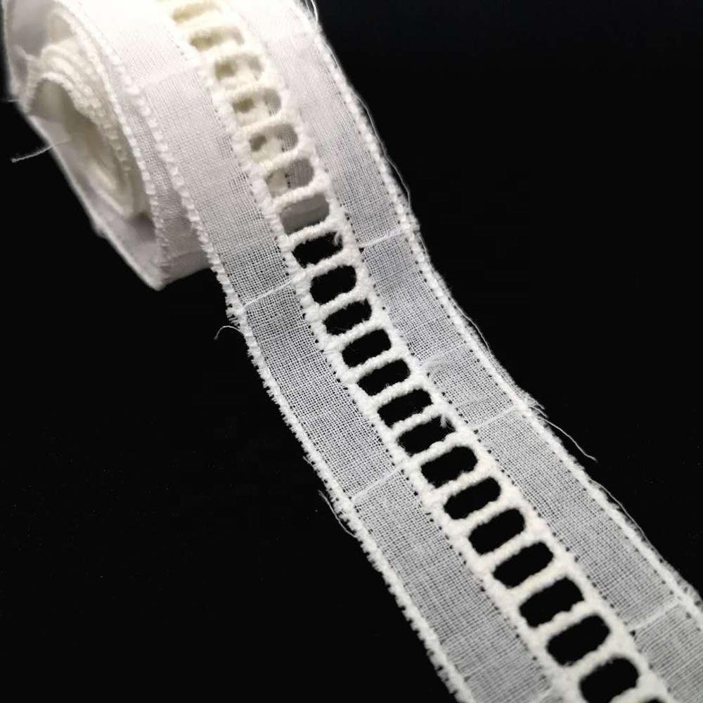 100% Cotton Embroidery 2.5CM Cotton lace Middle part Ladder Lace Trim for clothing