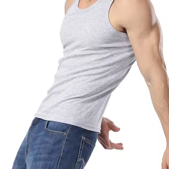 Wholesale custom 100%cotton embroidery logo breathable sport sleeveless summer O neck blank singlet gym rib men tank top&vest