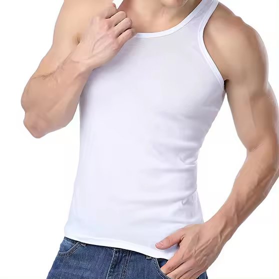 Wholesale custom 100%cotton embroidery logo breathable sport sleeveless summer O neck blank singlet gym rib men tank top&vest