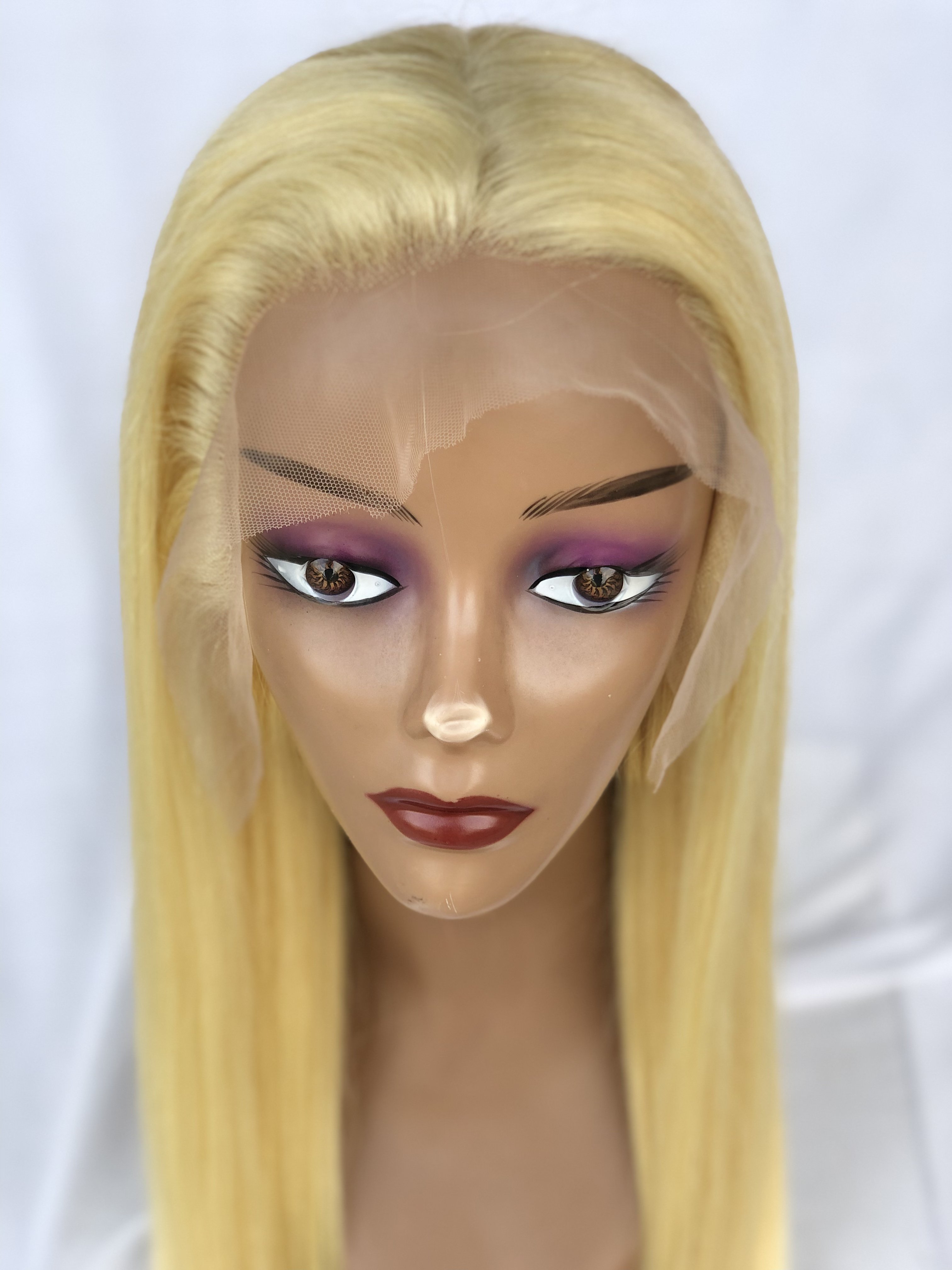 Export Top Quality Wholesales Indian Vendor Indian Temple Virgin 26'' Blonde Straight 13x4 Hd Lace Frontal Wig With 180% Density