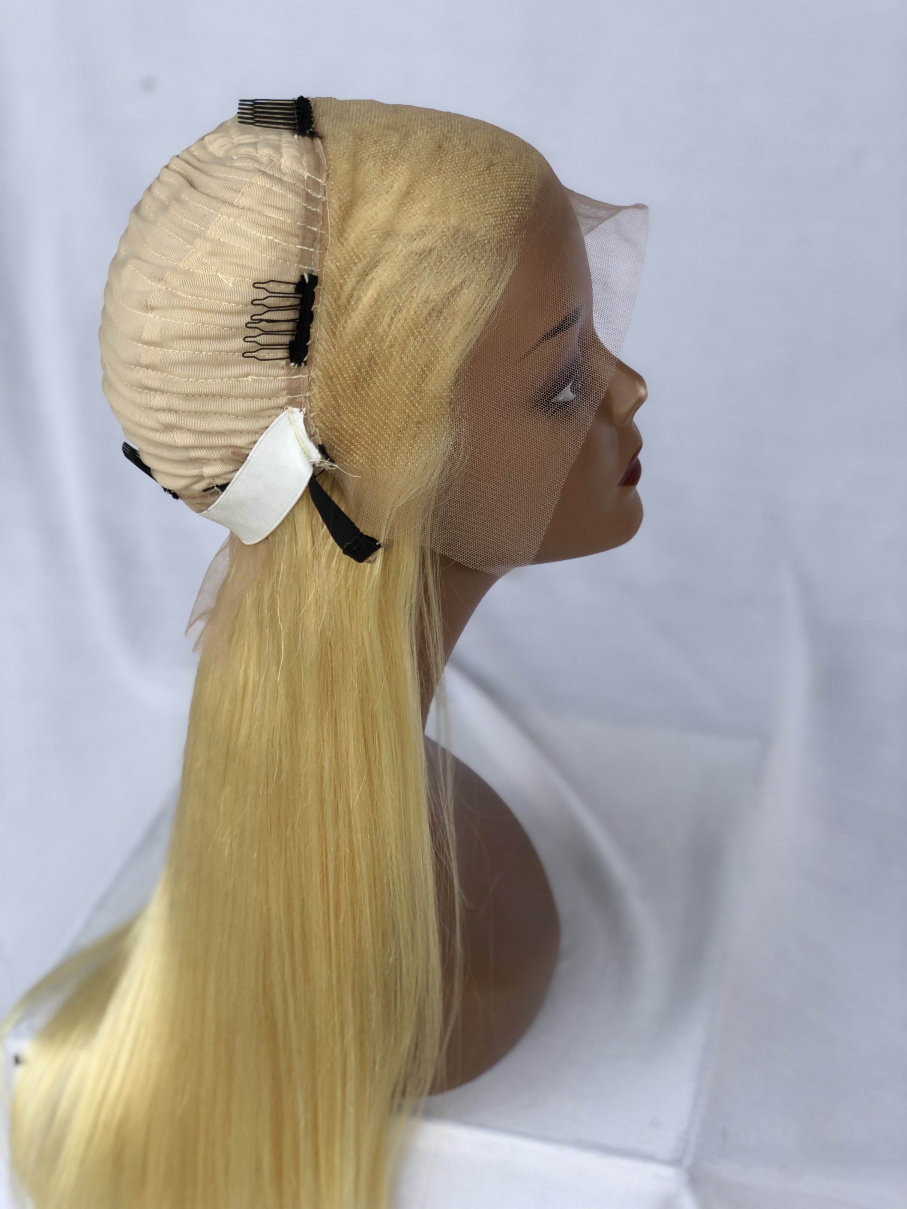 Export Top Quality Wholesales Indian Vendor Indian Temple Virgin 26'' Blonde Straight 13x4 Hd Lace Frontal Wig With 180% Density