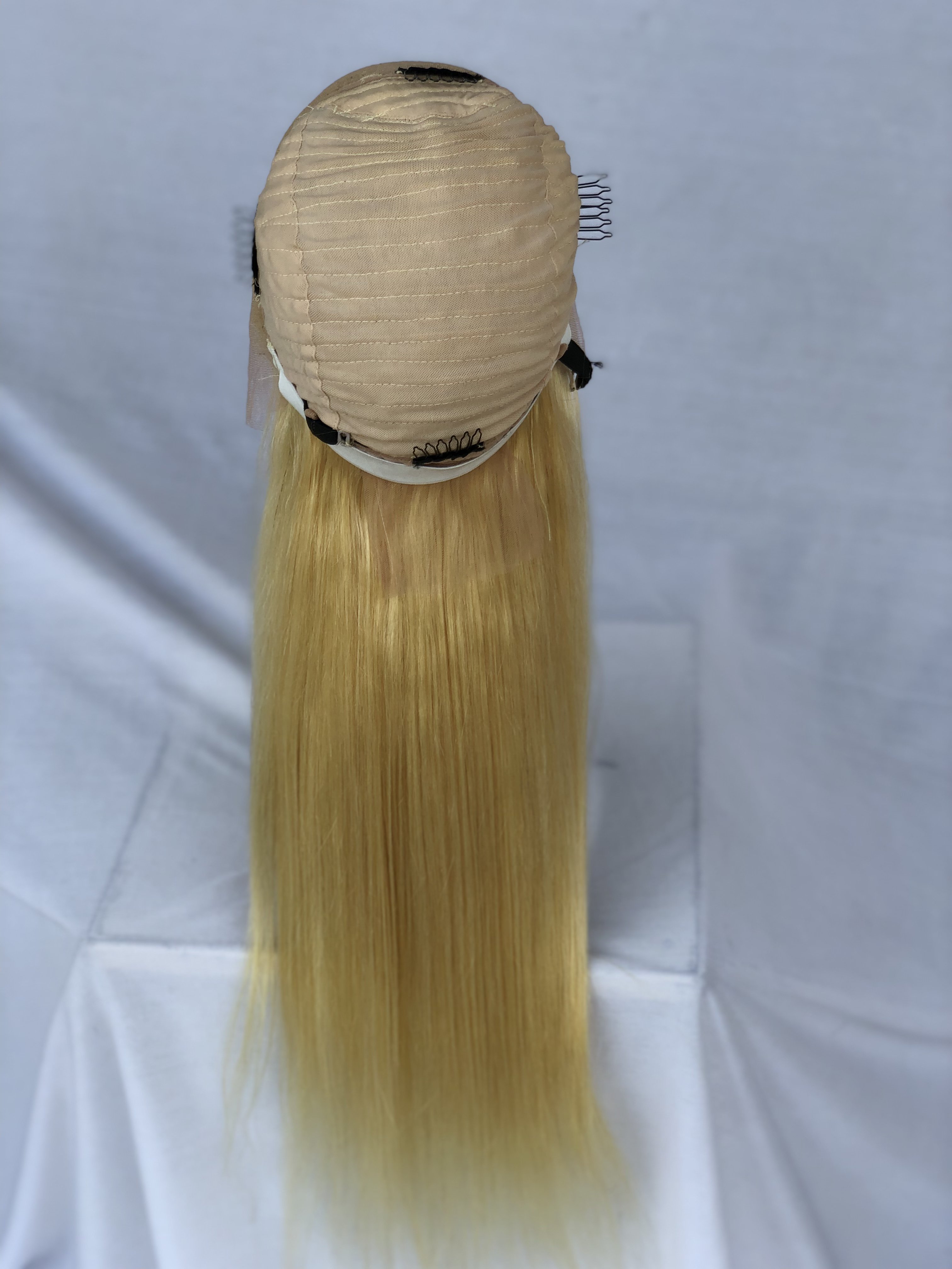 Export Top Quality Wholesales Indian Vendor Indian Temple Virgin 26'' Blonde Straight 13x4 Hd Lace Frontal Wig With 180% Density