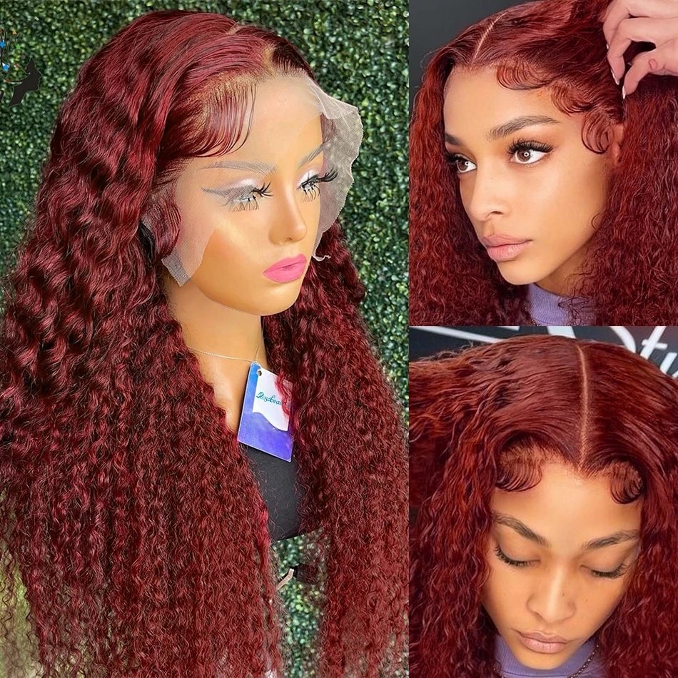 Burgundy Lace Front Wig 13x4 13x6 Hd Lace Frontal Human Hair Wigs For Women Pre Plucked Brazilian Hair Water Wave Wig