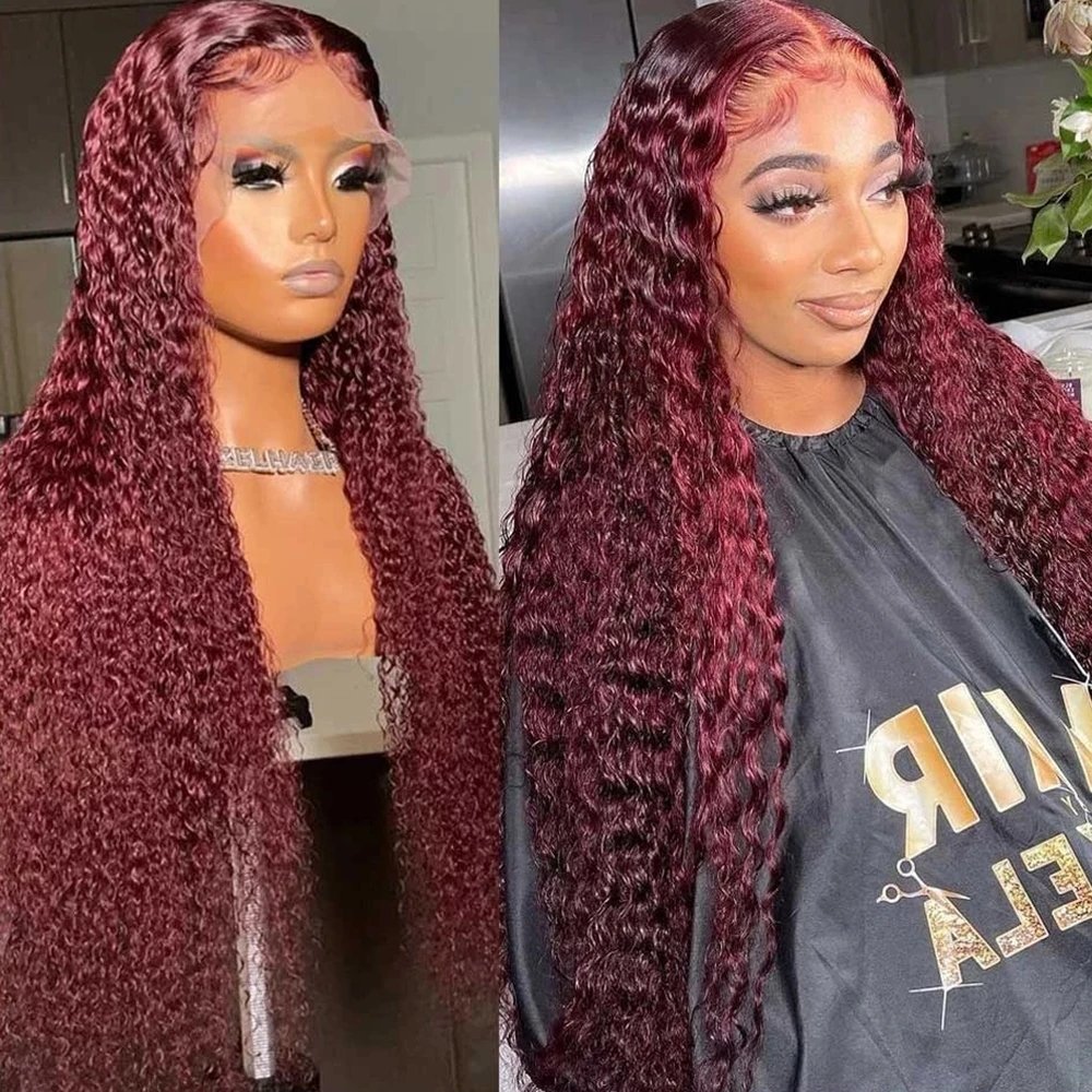 Burgundy Lace Front Wig 13x4 13x6 Hd Lace Frontal Human Hair Wigs For Women Pre Plucked Brazilian Hair Water Wave Wig
