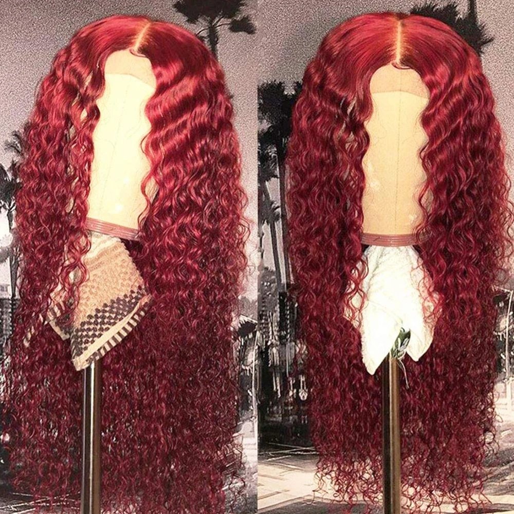 Burgundy Lace Front Wig 13x4 13x6 Hd Lace Frontal Human Hair Wigs For Women Pre Plucked Brazilian Hair Water Wave Wig