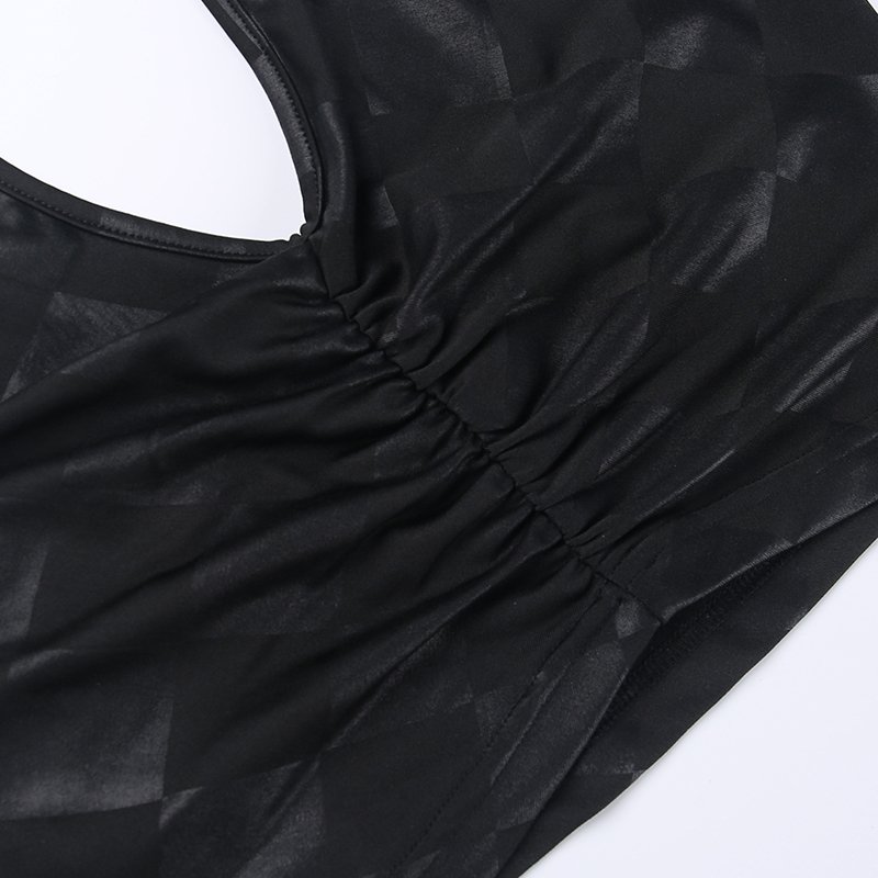 New Black Sexy Slim-Fit Lace-Up Polyester Summer Girl Fashion Halter Cropped Tank Tops