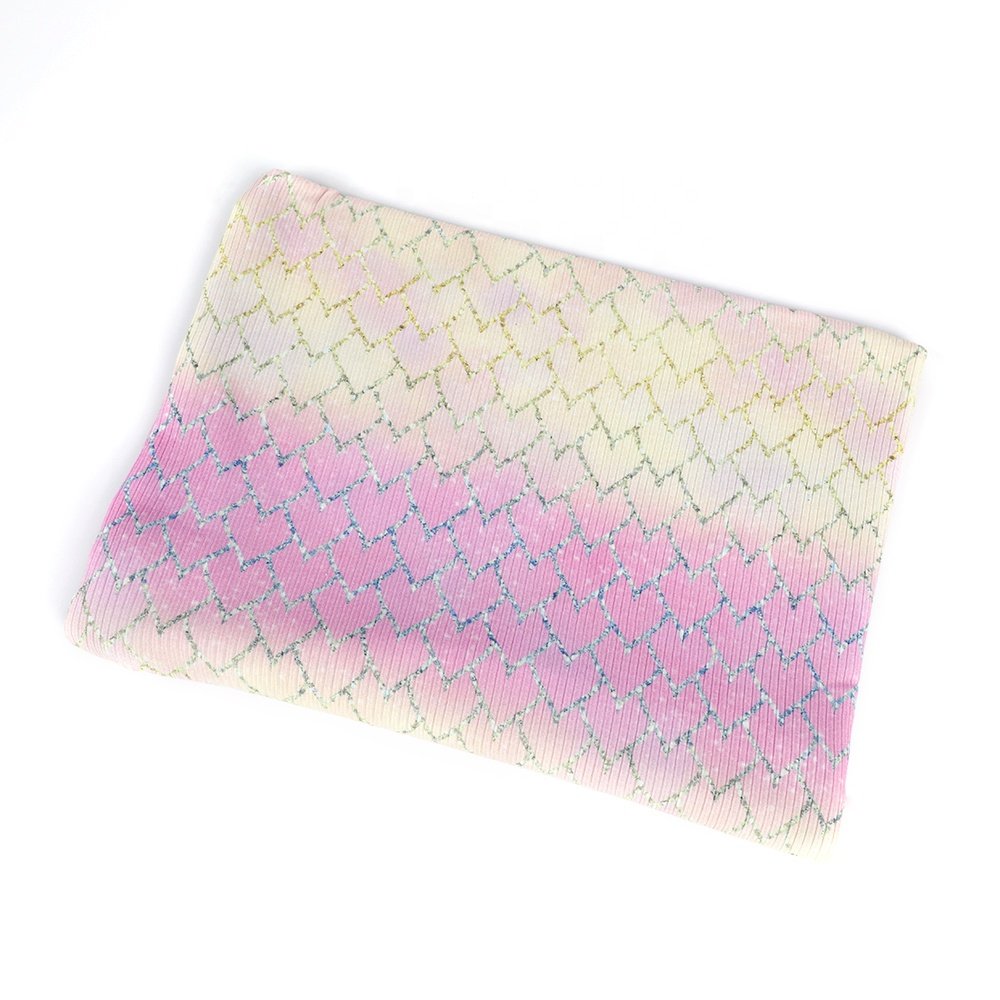 Hot Sales Custom Digital Printed bamboo spandex rib knit fabric