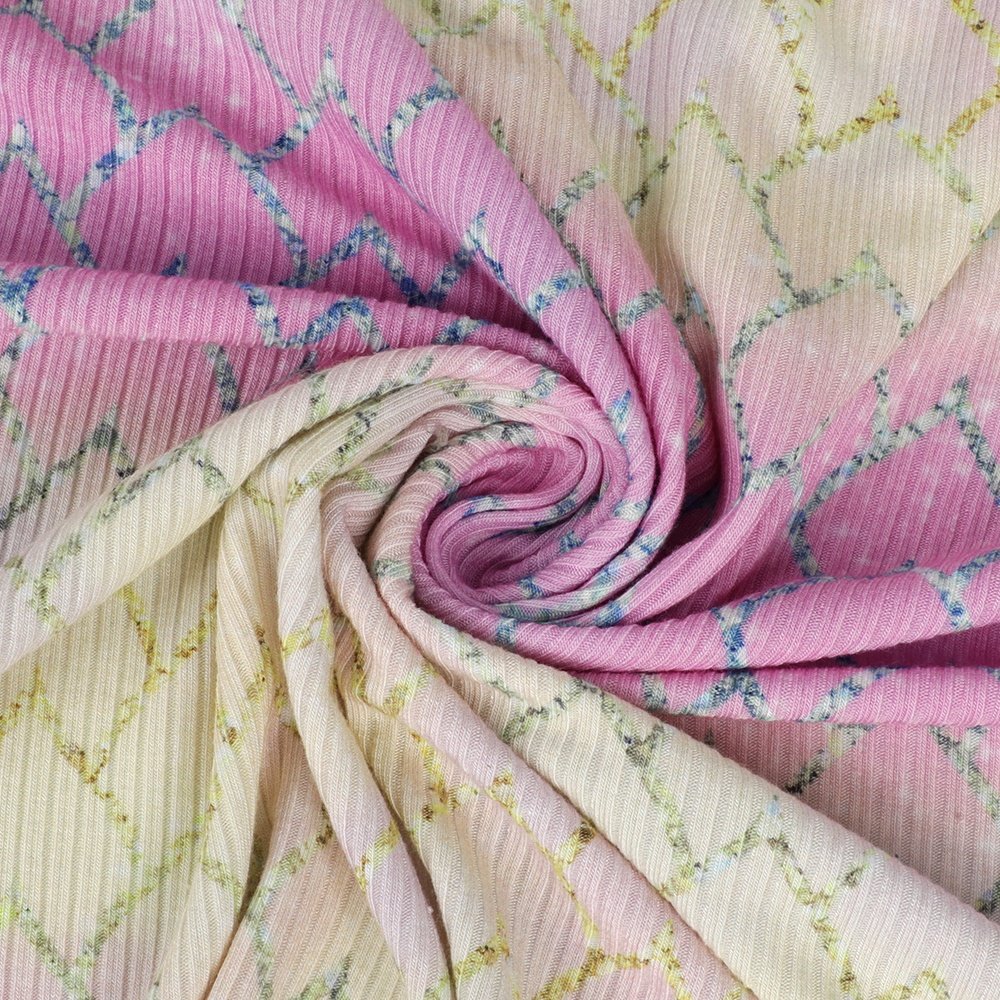 Hot Sales Custom Digital Printed bamboo spandex rib knit fabric