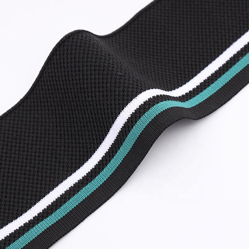 Custom Cotton Sportswear Rib Collar Hoodie Rib Knit Garment Accessories Black Collared Shirts High Quality Cuff Black Ribbing