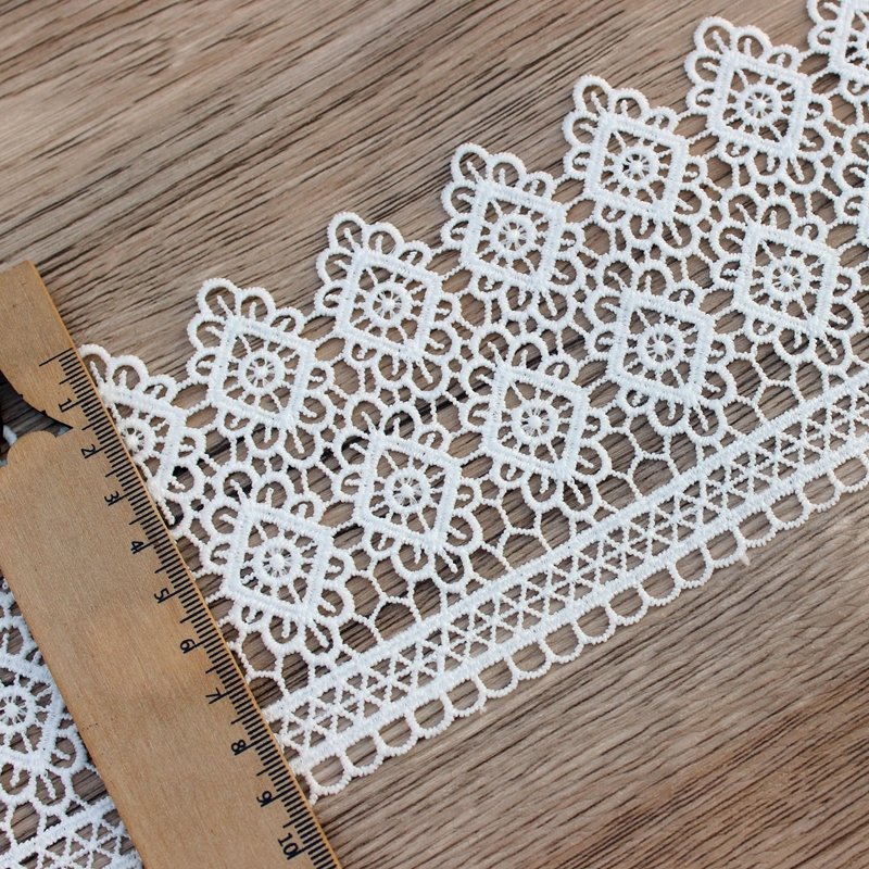 Zeal Milk Silk White French Lace Trims 2cm Wide Water Soluble Exquisite Lace Trim for DIY Sewing Decoration Materials