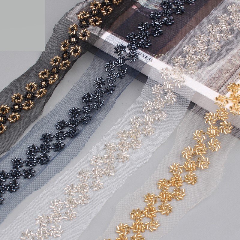 2023 Boutique Lace Wedding Beads Embroidered Hat Collar Decoration Sequin Lace Decoration