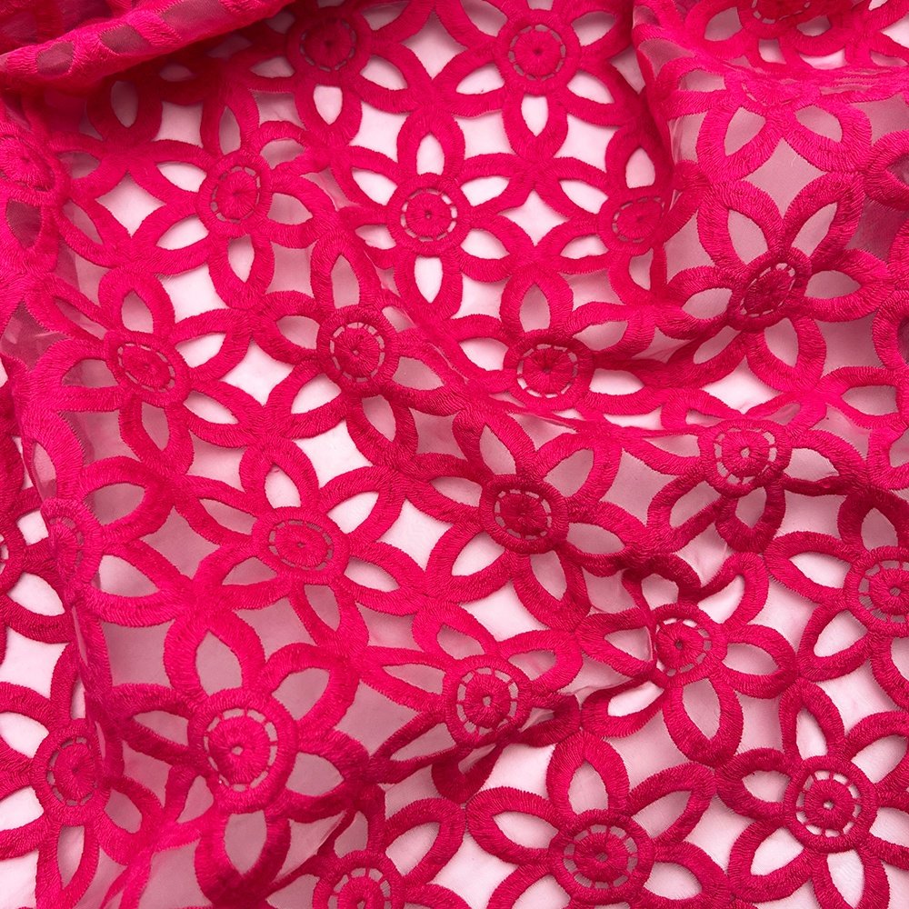 water soluble floral Embroidered organza 3D embroidery cotton lace organza tulle clothing accessories manual DIY lace fabric