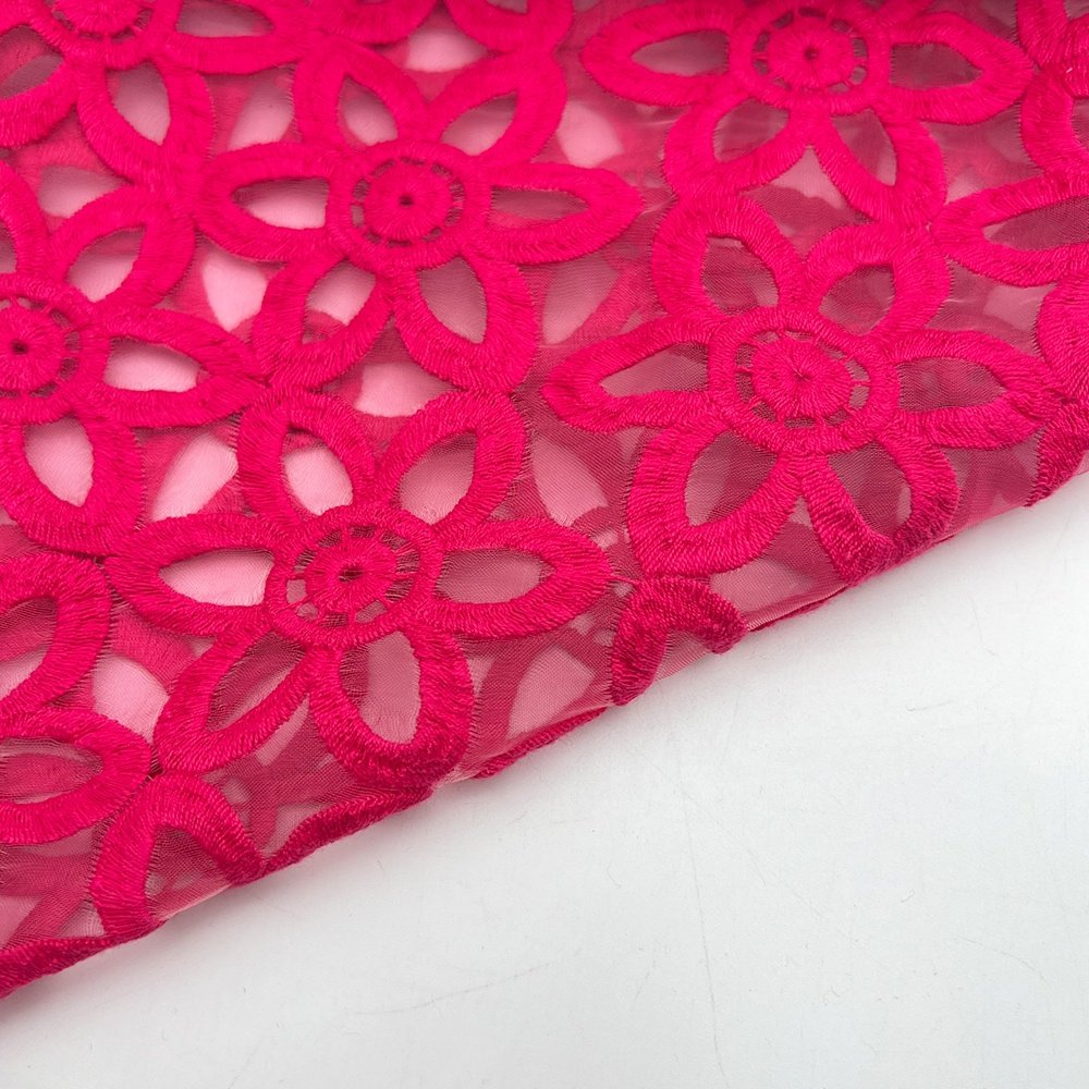 water soluble floral Embroidered organza 3D embroidery cotton lace organza tulle clothing accessories manual DIY lace fabric