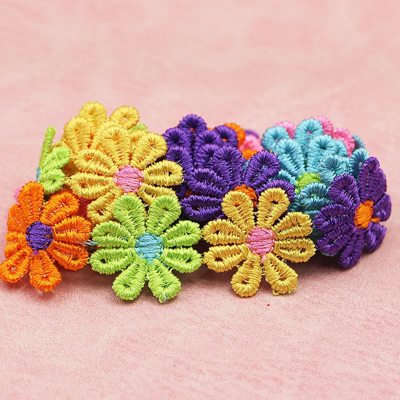 (60 Pieces/bag) 25mm Embroidered Daisy Lace Clothing Accessories Color Decoration Hair Accessories Festival Party Handmade DIY