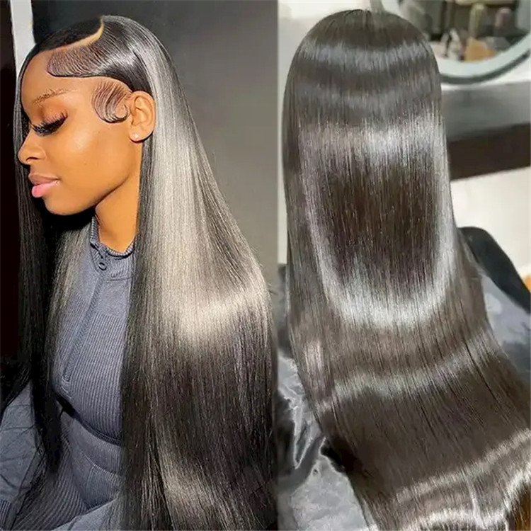 13x6 HD Transparent Bone Straight Lace Front Wigs Human Hair Pre Plucked Glueless Lace Frontal Wigs Natural Color wig For Ladies