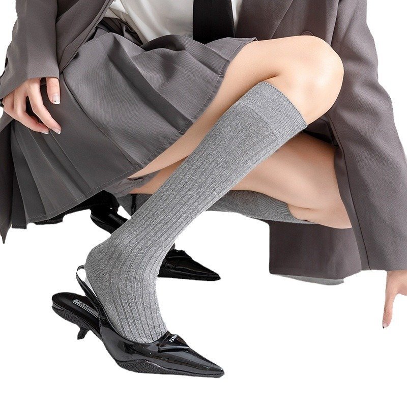 Fashion Knee High Winter Solid Leg Warmer Socks Stockings Ribbed Cotton Women Slouch Socks