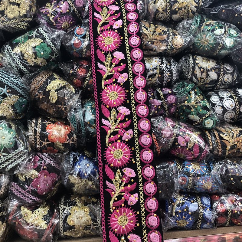 Embroidery Colorful Garment Accessories Ethnic Silver and Gold Leather Lace