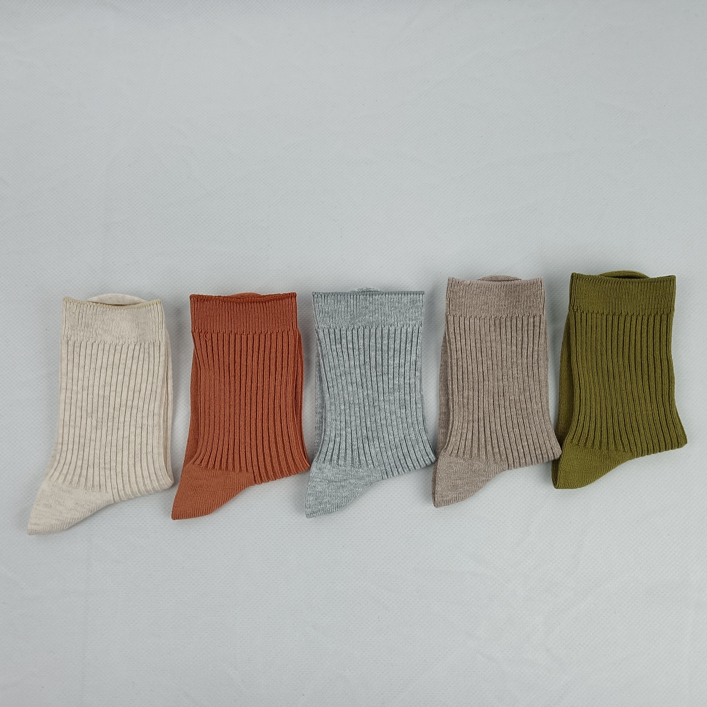 Double needle socks Fine rib Solid color Casual socks