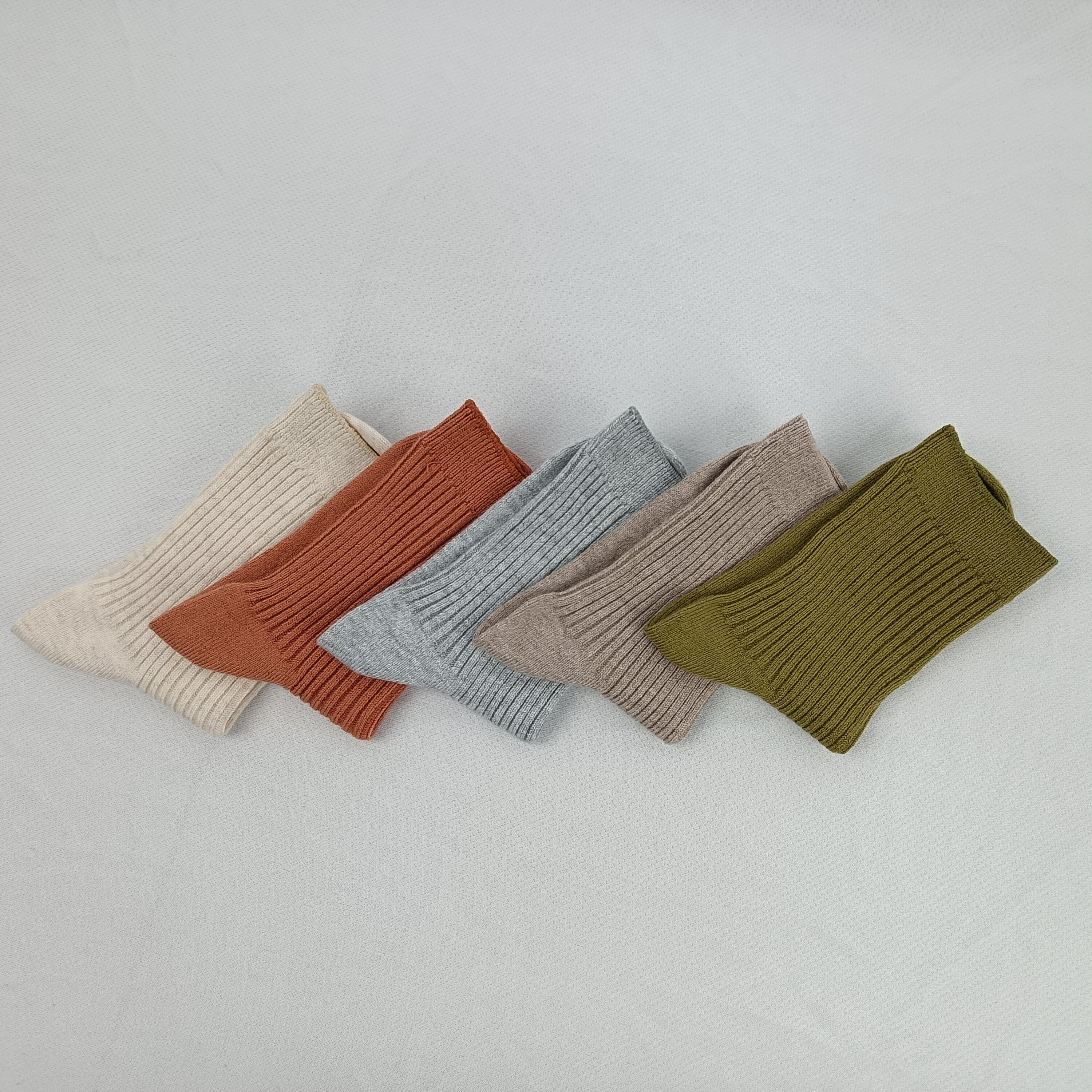 Double needle socks Fine rib Solid color Casual socks